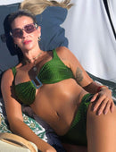 Biquíni Textura Croco Detalhes Ouro Martelado