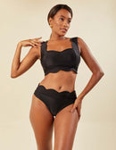 Biquíni Cropped Hot Pant Detalhes Bordado Preto