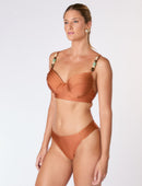 Biquíni Drapeado com Pedraria Conhaque