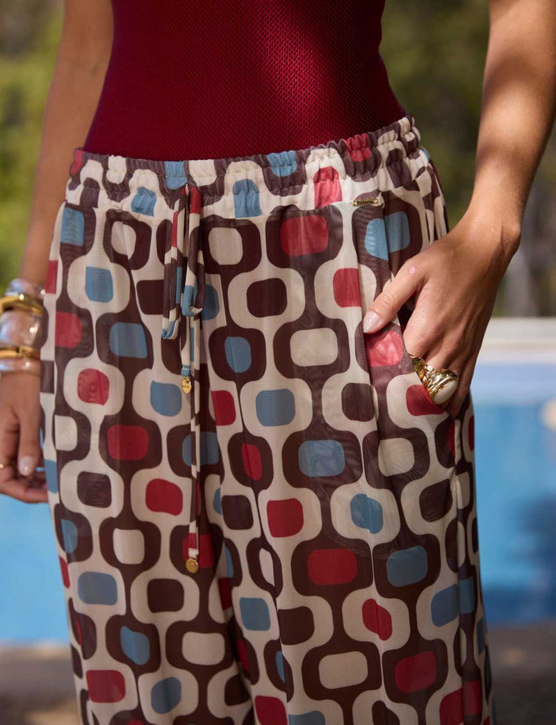 Calça Pantalona Fluída Tule Leblon