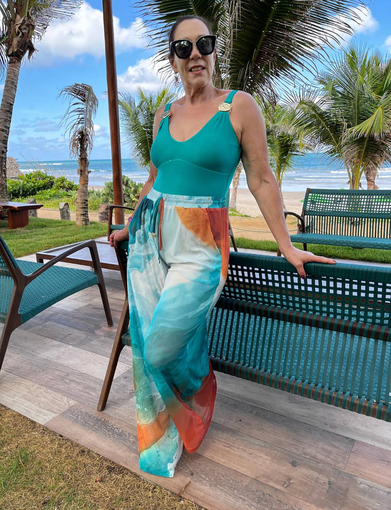 Calça Pantalona Fluída Tule Isla