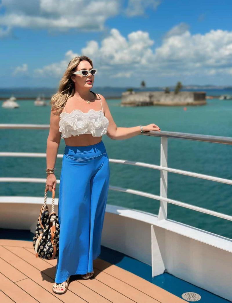 Calça Pantalona Cos Largo Extra Safira