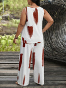 Conjunto feminino de manga curta e calça comprida Adrianys. Plus Size