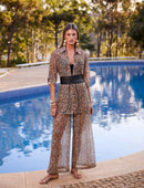 Calça Fluida Tule Estampa Jaguar Print