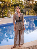 Calça Fluida Tule Estampa Jaguar Print