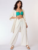 Biquíni Premium Decote V Mix Pedraria Ouro Orgânico Turquesa