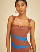 Maiô Recortes Decote Aro V Safira