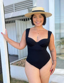 Maiô Modelador Textura com Aro Estruturado Preto