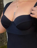 Maiô Modelador Textura com Aro Estruturado Preto