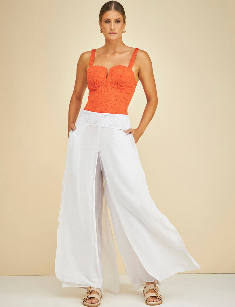 Calça Sobreposta Cós Renda