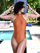 Maiô Halter Modelador Conhaque