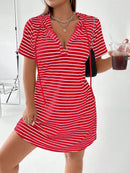 Vestido Feminino com Capuz Listrado Emily Plus Size